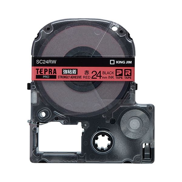 【キングジム 事務用品 KING JIM 文具 オフィス用品 文具】 テプラ PRO テープカートリッジ 強粘着 24mm 赤 / 黒文字 SC24RW 1個 【×4セット】 【 まとめ買い お買い得 業務用 割引 オフィス用品 文房具 事務用品】 ラベルシール・プリンタ