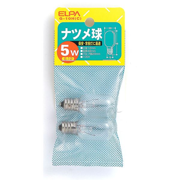 【セット販売】 ELPA ナツメ球 電球 5W E12 クリア 2個入 G-10H（C） 【×25セット】