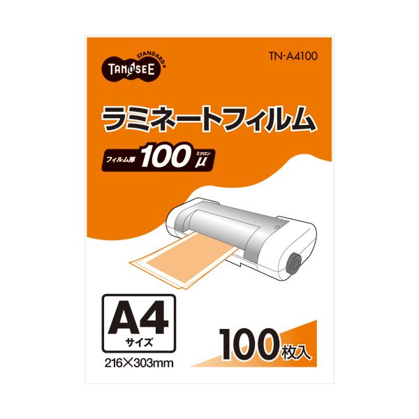 ■サイズ・色違い・関連商品関連商品の検索結果一覧はこちら■商品内容【ご注意事項】・この商品は下記内容×3セットでお届けします。オリジナルならではの品質とこの価格。●パンフレットやメニュー等に最適■商品スペックサイズ：A4寸法：W216×H303mmフィルムタイプ：グロスタイプ(つや有り)フィルム厚：100μ■送料・配送についての注意事項●本商品の出荷目安は【1 - 5営業日　※土日・祝除く】となります。●お取り寄せ商品のため、稀にご注文入れ違い等により欠品・遅延となる場合がございます。●本商品は仕入元より配送となるため、沖縄・離島への配送はできません。[ TN-A4100 ]