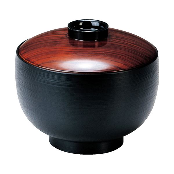 つぼみ椀 / お椀 【大 木目 / 黒刷毛目 木質】 直径94×高さ82 （65）mm 日本製 〔和食 レストラン 居酒屋 店舗 業務用 キッチン 厨房 お店〕 【 キッチン用品・食器・調理器具 日用雑貨・キッチン用品 食器・カトラリー・グラス お椀 皿 】