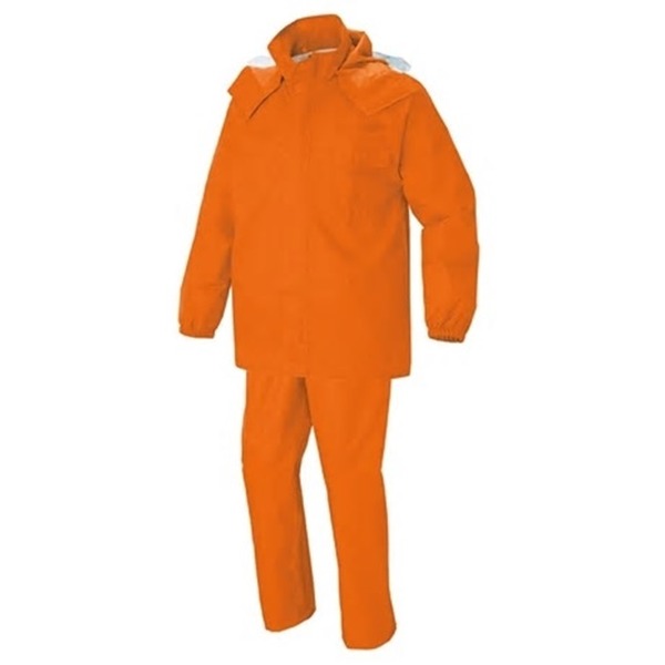 レインウェア S オレンジ 耐水圧 10000mm H2O 撥水 防水 レインウェアー 上下総裏メッシュ フード取り外し可 カッパ 雨具ファッション トップス ...