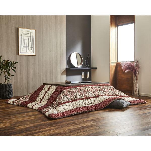 【こたつ掛け布団 掛け布団 単品】 裏面起毛加工こたつ掛布団 ヴィオラ 約205×245cm エンジ 〔リビング ダイニング 和室 冬 こたつ 〕 [2]