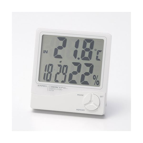 ■商品内容【ご注意事項】・この商品は下記内容×2セットでお届けします。見やすい大型画面に温度、湿度、時刻を表示。アラームが付いて持ち運びにも便利です。置き掛け兼用。温度計、湿度計、時計又は月日(5秒毎に自動切替)、アラーム機能。単4乾電池1...