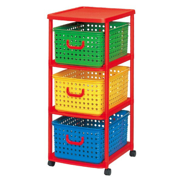 キッズ バスケットラック / 子供用衣類収納 【3型】 45×56×103cm 日本製 キャスター付き ポリプロピレ..