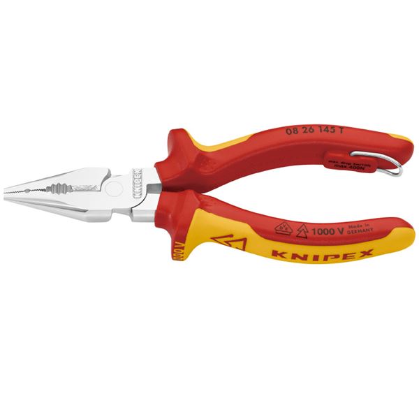 KNIPEX クニペックス 0826-145TBK 絶縁 ニードルノーズペンチ 落防 BK 工具 ツール DIY 作業工具 道具