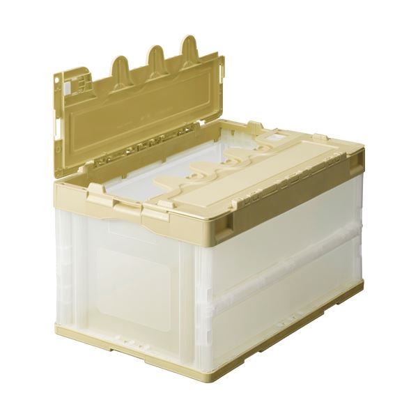 TANOSEE 【お徳用セット】 TANOSEE 折りたたみコンテナ フタ付 75L アイボリー / 透明 1台 【×5セット】 【お徳用 まとめ買い お買い得 業務用 割引 セット販売】