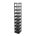 スリム シューズラック / 下駄箱 10段 【ブラック】 26.5×30×144cm 日本製 ポリプロピレン 〔玄関 エントランス 入口〕