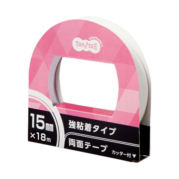 TANOSEE 【お徳用セット】 TANOSEE 両面テープ 強粘着タイプ カッター付 15mm×18m 1巻 【×5セット】 【お徳用 まとめ買い お買い得 業務用 割引 セット販売】 日用品雑貨・文房具・手芸 文房具・事務用品 文具 オフィス用品 文房具 事務用品 テープ・接着用具(4)