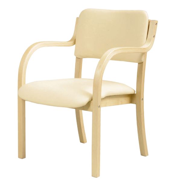 ダイニングチェア / 食卓椅子 【肘付き ホワイト】 幅535×奥行580×高さ770mm スタッキング可 合皮 / 合成皮革 〔リビング〕 組立品 【椅子 チェアー 業務用 PC オフィス オフィスチェアー チェア 会議室 PCチェアー】