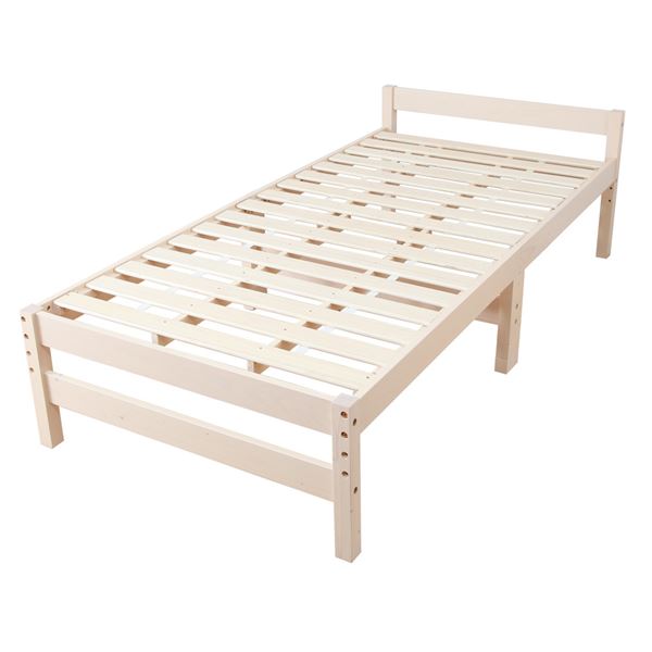 天然木 すのこベッド シングル (フレームのみ) ホワイト 幅98cm 高さ調節可 ベッドフレーム 寝具 【組立品】