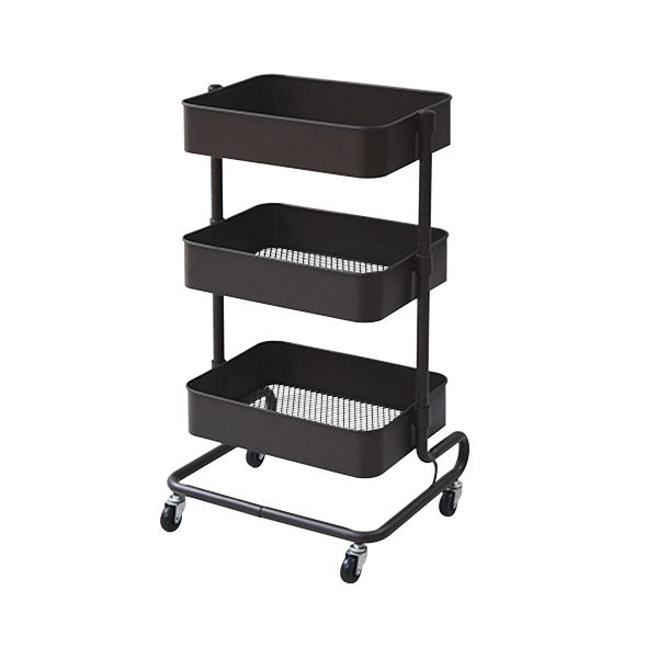 YAMAZEN 山善 バスケットトローリー 幅460×奥行380×高さ810mm ダークブラウン LBT-3 （DBR） 1台 組立品 【×3セット】 【お徳用 まとめ買い お買い得 業務用 割引 セット販売】
