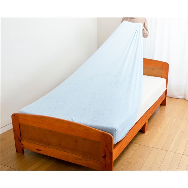 ぐーんと伸びるぴったりフィットシーツ 【 ダブルサイズ ダブル 】 綿タオル地ブルー 生活用品・インテリア・雑貨 寝具 カバー ボックスシーツ生活用品・インテリア・雑貨 寝具 カバー ボックスシーツ (寝具 ボックスシーツ マットレス用シーツのみ）