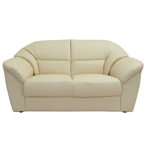 リビングソファー 【2人掛け アイボリー】 幅136cm 木製構造 合皮/合成皮革張地 脚付き 〔ダイニング 店舗 お店〕【代引不可】(3)