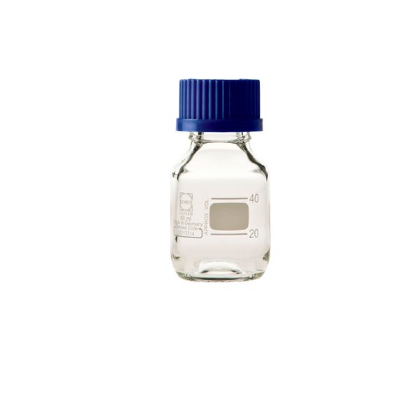 ねじ口びん(メジュームびん) 青キャップ付 50mL 【017200-50A】