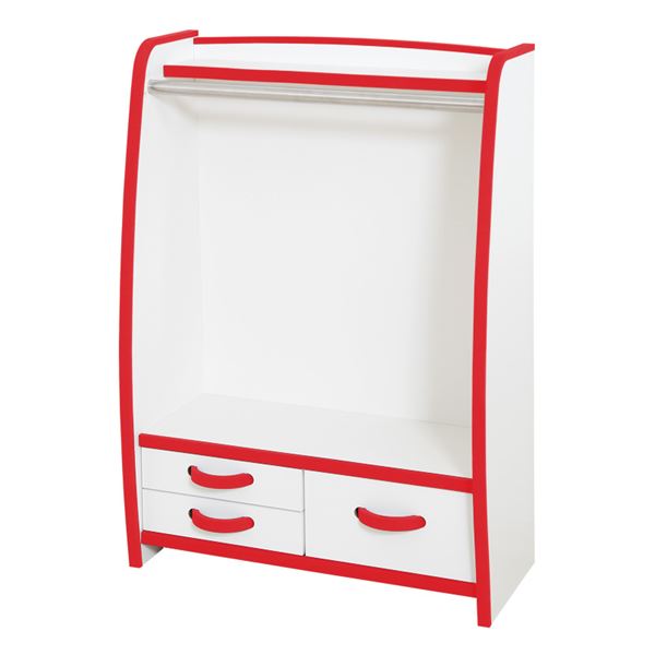 子供用 ハンガーラック / 衣類収納 【幅62.6cm レッド】 日本製 高耐久 引き出し付き 知育家具 EVAキッズシリーズ 【完成品】 子供部屋 こども キ...