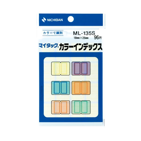 ニチバン マイタック カラーインデックス小 18×25mm 6色 ML-135S 1パック （96片：各色16片） 【×100セット】 【お徳用 まとめ買い お買い得 業務用 割引 セット販売】 文房具・事務用品 文具 オフィス用品 文房具 事務用品 ノート・紙製品 インデックス
