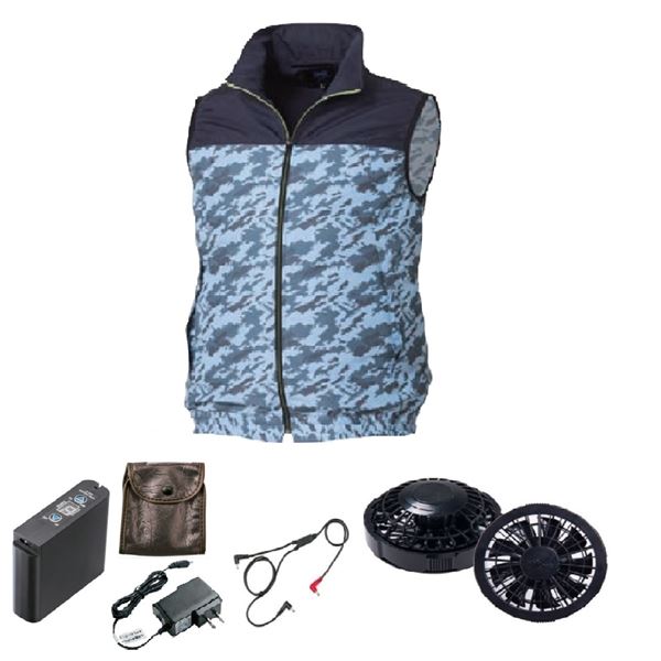 KU92020 空調服 R ポリエステル製 カジュアルベスト FAN2200B・RD9261・LIPRO2セット ネイビー×ネイビ..