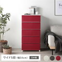 チェスト 収納 収納タンス タンス・チェスト 収納家具 ワイド 5段 約幅54cm レッド プラスチック製 脚付き 日本製 ホコリが入りにくい チェスト 衣類収納 収納家具 組立式