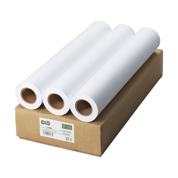 辦公用紙 - TANOSEE タノシー（大塚商会) インクジェット用普通紙A1ロール 594mm×60m 1箱(3本)プリンター OA プリンタ用紙