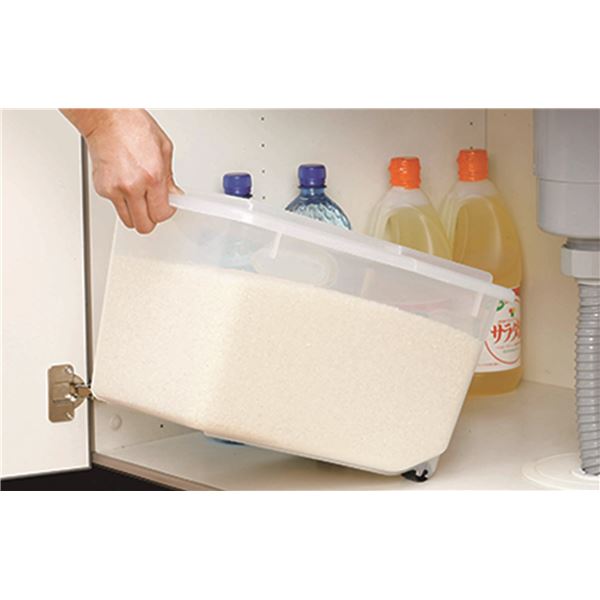 お手軽 米びつ / ライスストッカー 【10kg】 日本製 キャスター付き ポリプロピレン ポリスチレン 〔キッチン 台所〕 【 キッチン用品・食器・調理器具 日用雑貨・キッチン用品 キッチン 保存容器・調味料入れ 米びつ 】