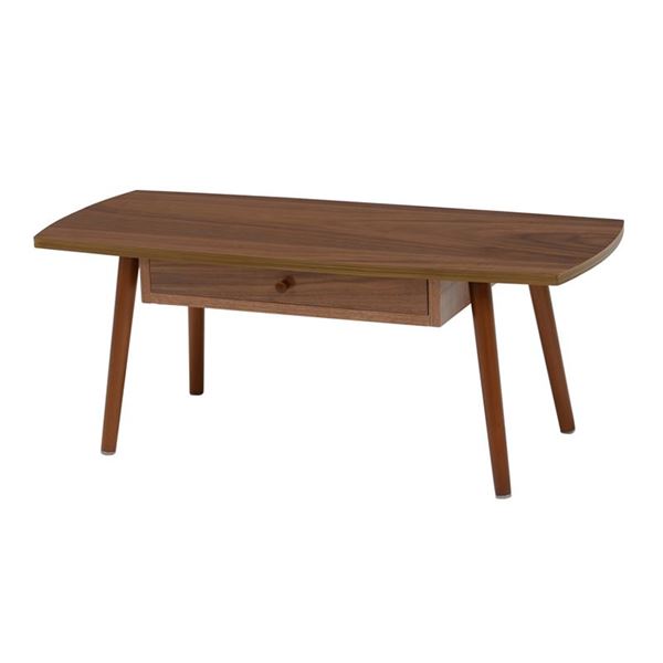 センターテーブル ローテーブル 約幅95×奥行40×高さ37cm ブラウン スクエア型 引き出し 木製脚付 組立品 リビング