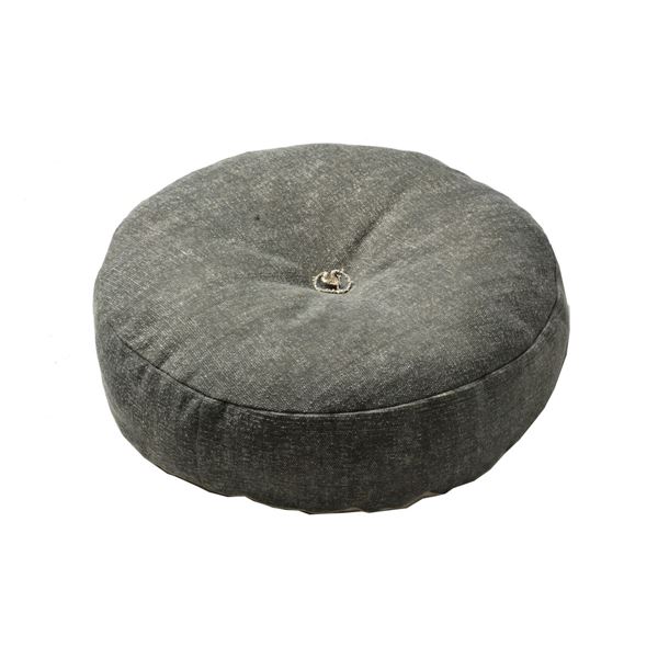 クッション 約45R×12cm グレー 円形 インド綿 綿100％ ホットカーペット オールシーズン可 フロアラウ..