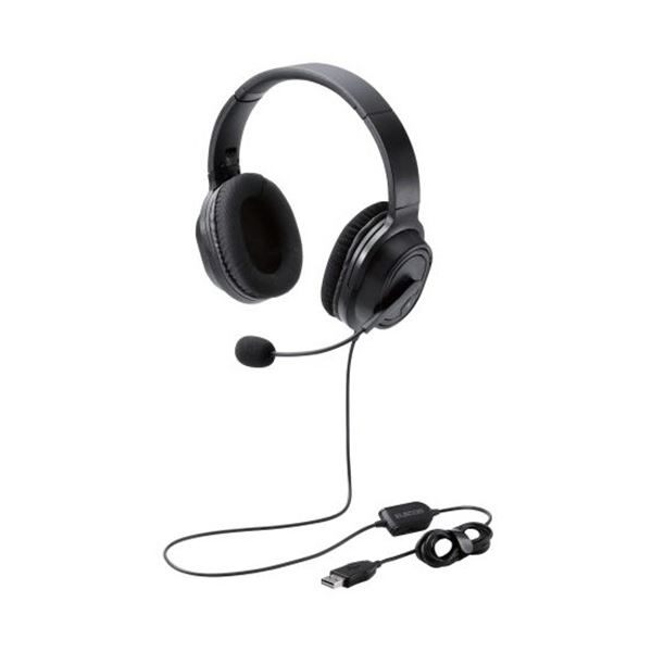 ELECOM エレコム PC機器 両耳オーバーヘッドタイプUSB ヘッドセット 約1.8m ブラック HS-HP30UBK 1個