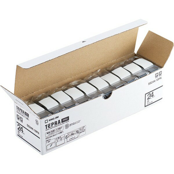 【キングジム 事務用品 KING JIM 文具 オフィス用品 文具】 PROテープ SS24K-10PN 白に黒文字 24mm 10個 日用品雑貨・文房具・手芸 文房具・事務用品 文具 オフィス用品 文房具 事務用品 ラベルシール・プリンタ