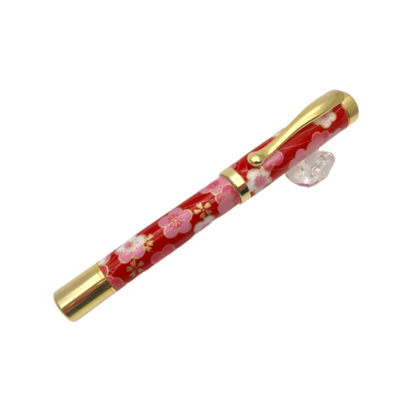 日本製 万年筆 / 文房具 【梅と青海波 赤色】 美濃和紙 友禅紙 文具 オフィス用品 業務用 文具 オフィ..