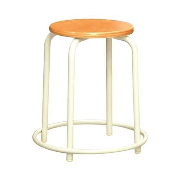 スツール オットマン 幅41.5cm ナチュラル×ミルキーホワイト 外リング付き スタッキング スチール 日本製 完成品 1脚販売 【椅子 チェアー 業務用 PC オフィス オフィスチェアー チェア 会議室 PCチェアー】