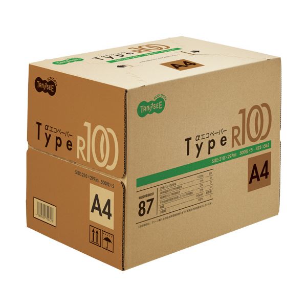 【お徳用セット まとめ買い 割安 セット販売】 TANOSEE αエコペーパータイプR100 A4 1箱(2500枚:500枚×5冊) 【×5セット】