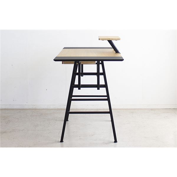 パソコンデスク / 学習机 【ナチュラル】 幅134cm 可動棚 引き出し付き スチール製 『デイ』 【組立品】 〔リビング〕 [3]