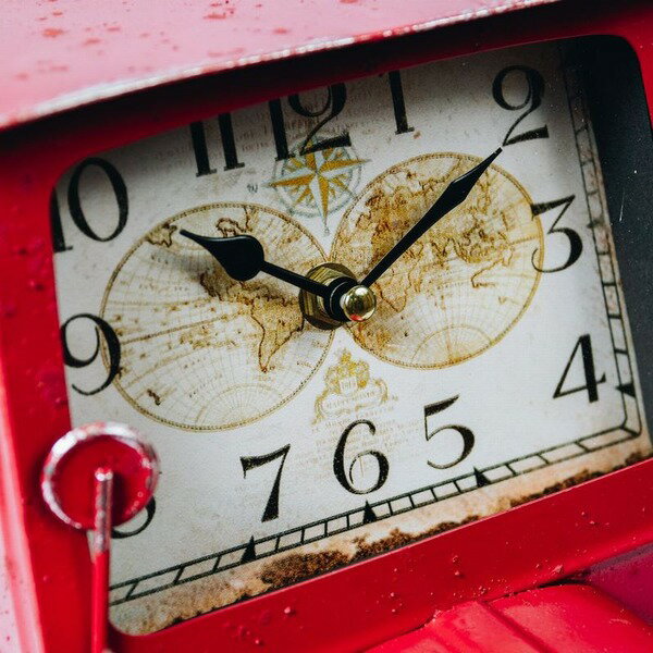 ヴィンテージモチーフクロック tractor (トラクター)レッド 生活用品・インテリア・雑貨 インテリア・家具 置き時計・壁掛け時計 [2]
