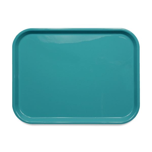 〔30個セット〕 お盆 トレー 幅386mm ターコイズブルー 耐熱温度140度 耐冷温度-5度 電子レンジ対応 防..