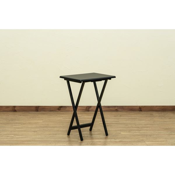 折りたたみテーブル ローテーブル 約幅48.5cm ブラック 木製脚付き フォールディングテーブル 完成品 リビング