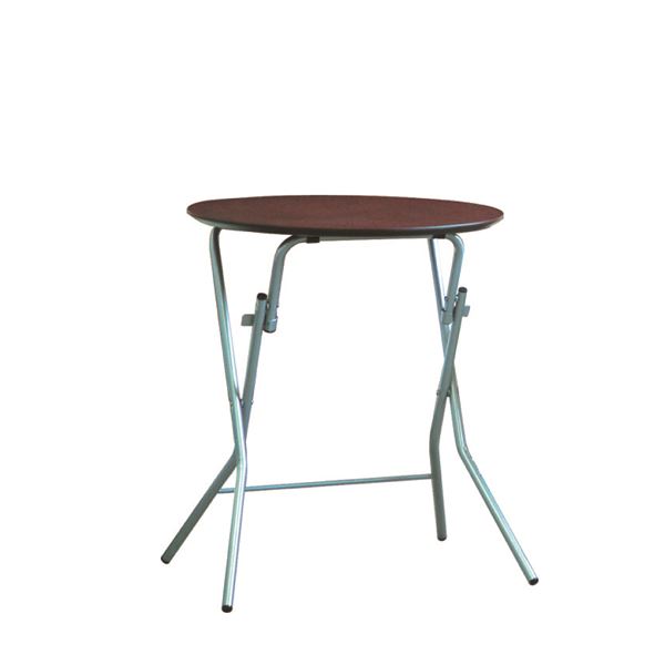 折りたたみテーブル 【幅63.5cm 円形 ダークブラウン×シルバー】 日本製 木製 スチールパイプ インテリア 家具 テーブル 机