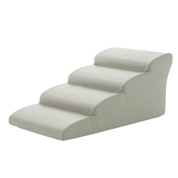 ドッグステップ / ペット用品 【4段 アイボリー】 幅40.5cm 合皮 / 合成皮革張地 ウレタンフォーム 〔リビング 室内犬〕ペット 犬 犬