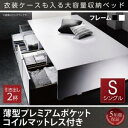 【引出し2杯付属】大容量デザイン収納ベッド 収納・引き出し付き SCHNEE シュネー 薄型プレミアムポケットコイルマットレス付き ポケットコイル 引出し2杯 シングルシングルベッド シングル マットレスシングル 収納ベッド 引き出し付き ベッド(3)