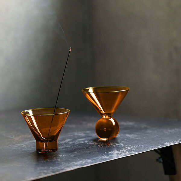 Hazel Alle a te Dusky Amber Cylinder お香立て ガラス オブジェ オシャレ シンプル ギフト [2]