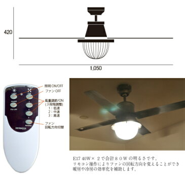 VENICE CEILING FAN LAMP 42/ヴェニスシーリングファンランプ42インチ【シーリングファン・ランプ・天井照明・ビンテージ・インダストリアル・カフェ・照明】