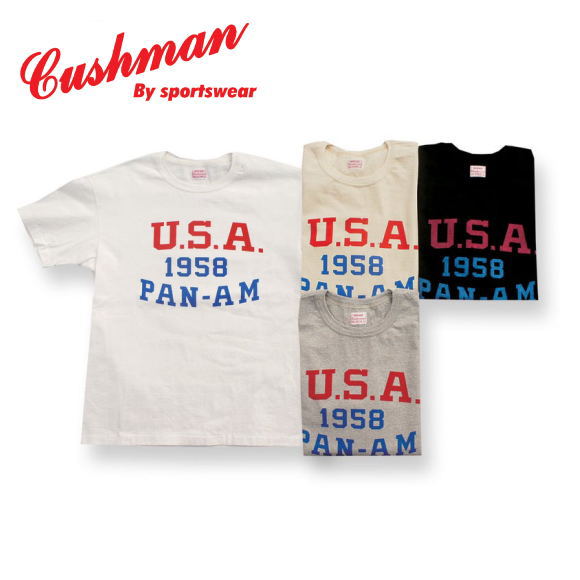 全国どこでも 送料無料 ！！春夏新作！！【 CUSHMAN 】スペシャル プリントTee （U.S.A. 1958）コットン100％【クッシュマン 】メンズ＆レディース 半袖Tシャツ 綿100％ アメカジ 26610S