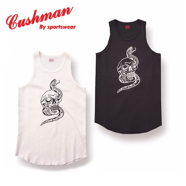 全国どこでも 送料無料 !!春夏新作!!【 CUSHMAN 】 プリントワッフルタンクトップ コットン100%【クッシュマン 】メンズ&レディース アメカジ 2...