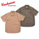 【CUSHMAN】サッカーチェックハーフジップワークシャツ オーガニックコットン【クッシュマン】メンズ&レディース 半袖シャツ 綿100% 25601