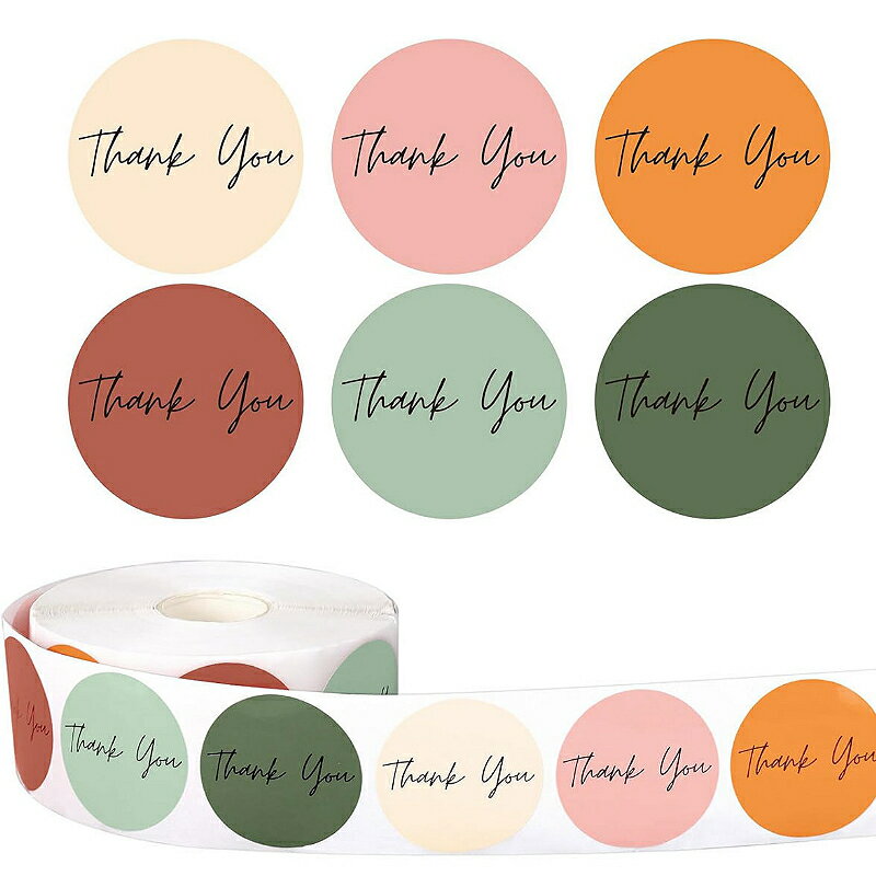 ロールシール thank you 約500枚 シンプルサンキューシール【カラフル】(3)