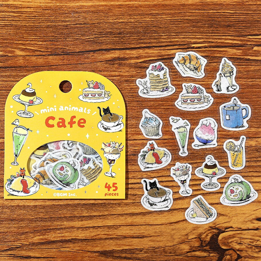 BGM クリアシール ミニミニanimals 箔押しフレークシール 全4種