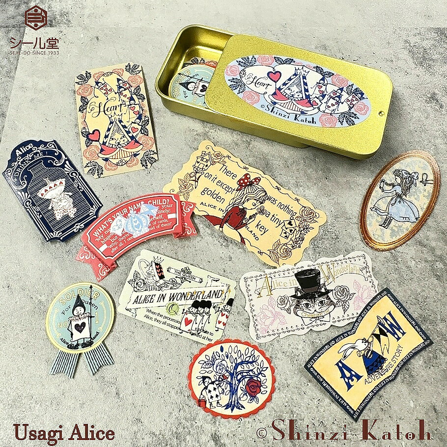 シール堂印刷 フレークシール缶 不思議なアリス【Usagi Alice】
