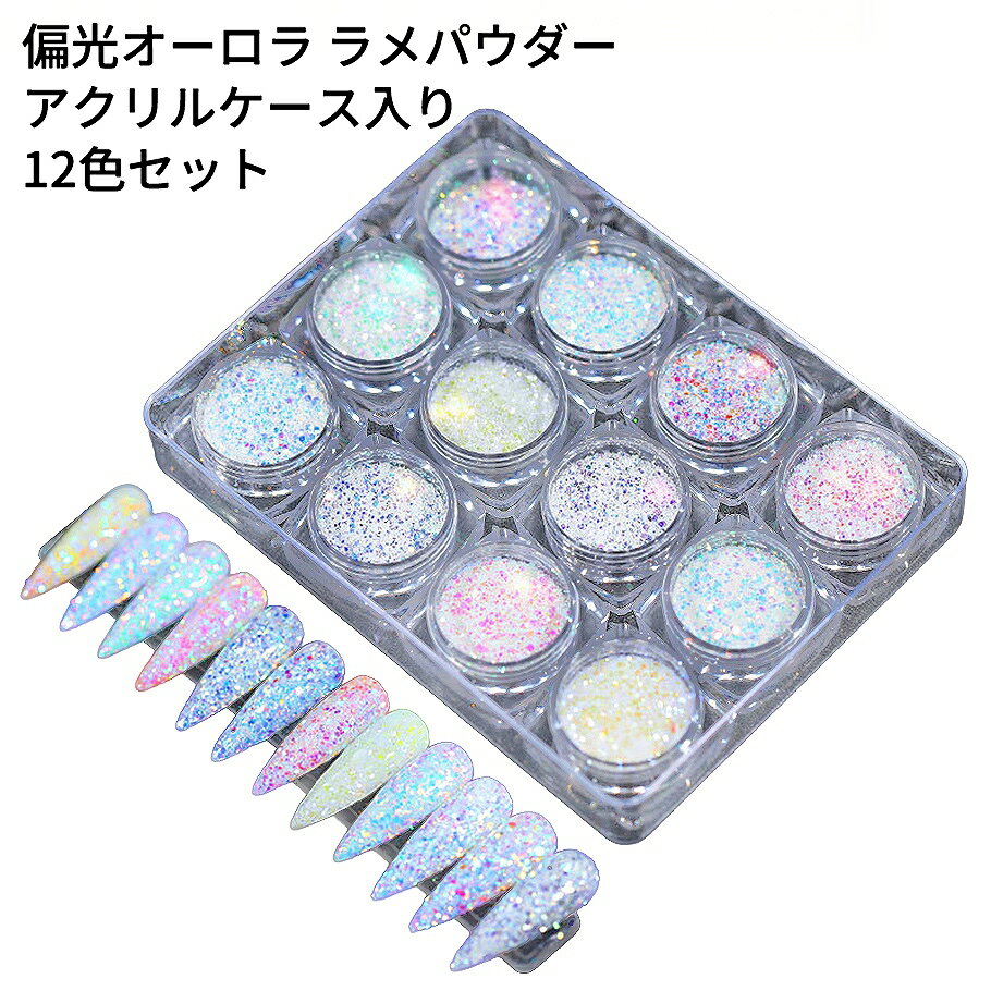 乐天商城 - 偏光オーロラ ラメパウダー アクリルケース入り 12色セット