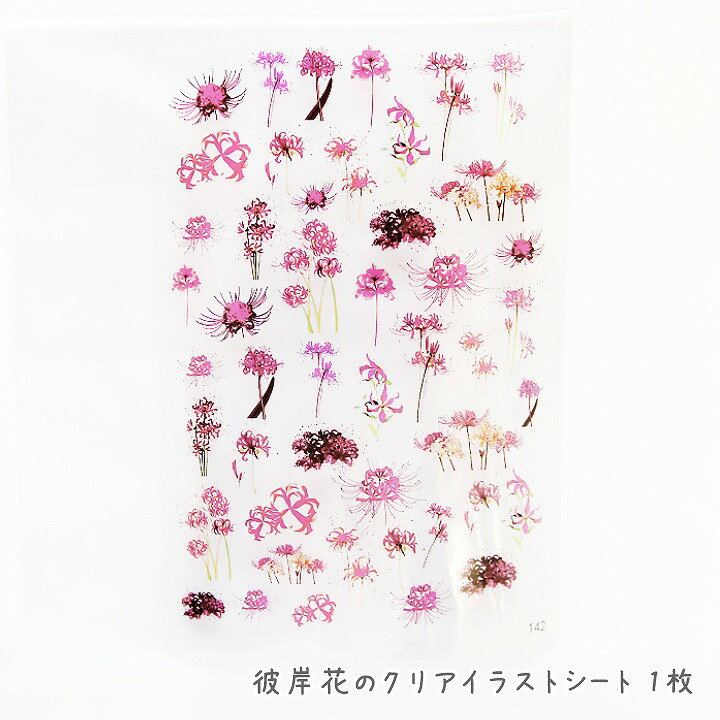 彼岸花のクリアイラストシート 1枚 /レジン封入パーツ デザインフィルム 和花 和柄 曼殊沙華 ヒガンバナ