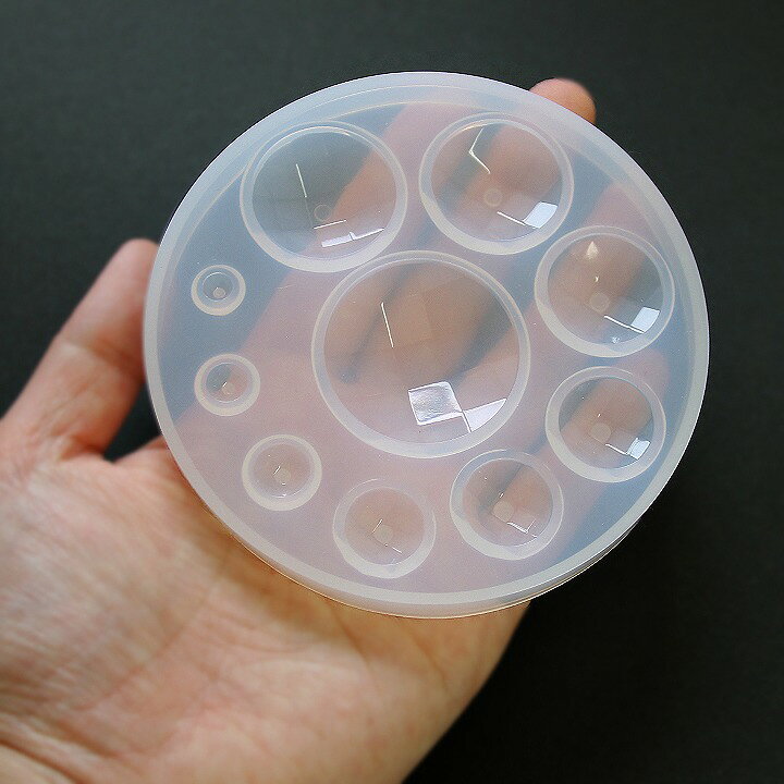 多面カット 10サイズ作れるラウンドカボションモールド 1個 /シリコン型 シリコン...