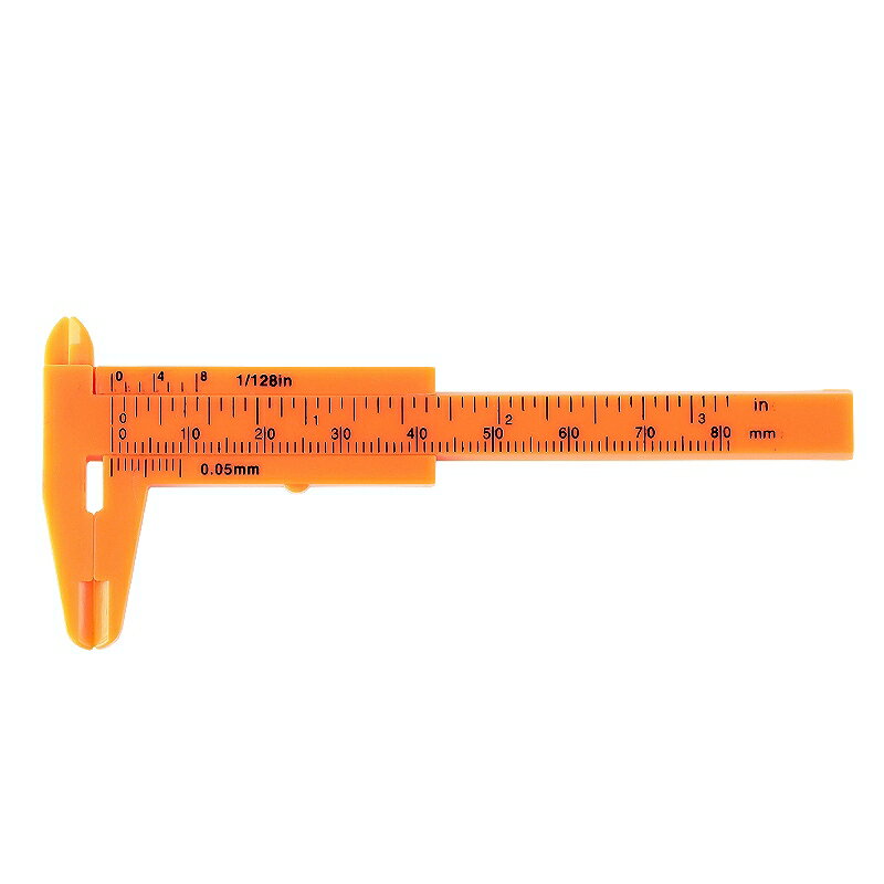 プラスチックノギス 1個 長さ約105mm 幅約44 mm 工具 定規 ものさし サイズ測定 オレンジ色